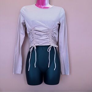 SO • Pink Shirred Long Sleeve • Corset Crop • Medium